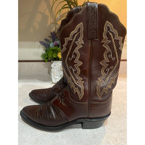Lucchese 1883 Lizard Cowboy Boots With Embroidered Western Design Size 7 - Picture 12 of 14